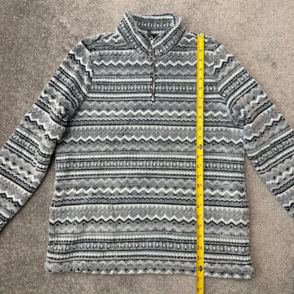 Chico’s Jacket Womens Size 1 (Medium) Light Blue Striped Soft Fuzzy Cozy Fleece - Picture 6 of 7